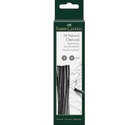 FABER-CASTELL 129198 - Carboncino da disegno Pitt naturale, 20 carboncini naturali per disegno, diametro 3-6 mm
