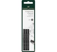 FABER-CASTELL 129997 - Carboncino da disegno morbido, set di 3, PITT carboncino da disegno nero morbido