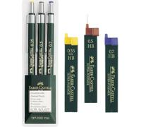 Faber-Castell 130622 - Portamine TK-FINE, astuccio da 3 pezzi (una matita da 0,35 mm, 0,5 mm e 0,7 mm), confezione risparmio Geo Clever Set
