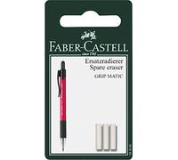 Faber-Castell 131595 Grip Matic Portamine in metallo con gomma per cancellare, confezione da 3)