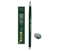 Faber-Castell 139412 - Matita per mine TK 9400, spessore mina: 2 mm, durezza: 2H, colore fusto: verde (penna + temperamatite + 10 mine)