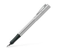 Faber-Castell 140906 - Penna stilografica Grip 2011, pennino F, colore: Argento