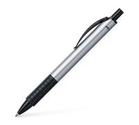 FABER-CASTELL 143411 - Penna a sfera Basic M, con mina sostituibile, inchiostro blu, fusto argento, 1 pezzo