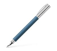 Faber-Castell 147141 - Stilografica Ambition in resina pregiata, blu, larghezza pennino F, 1 stilografica inclusa scatola regalo