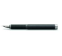 Faber-Castell 148 832 - BASIC penna stilografica in pelle nera, penna EF, color canna: nero, black leder