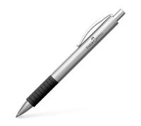 Faber-Castell 148472 - Penna a sfera Basic, in metallo, mina: B, colore fusto: nero/argento opaco