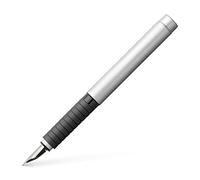 Faber-Castell 148521 - Penna stilografica Basic in metallo, pennino: F (fine), colore fusto: Argento opaco, nero