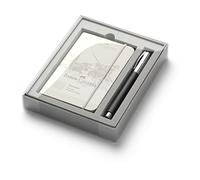 Faber-Castell 149624 - Set promozionale in resina pregiata Ambition con taccuino A6 e penna roller nera