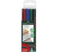 FABER-CASTELL 152304 - Pennarelli indelebili MULTIMARK, spessore: S, astuccio da 4, contenuto: 1 rosso, 1 blu, 1 verde, 1 nero