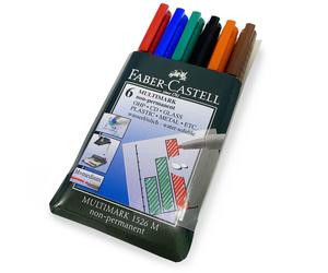 Faber-Castell 1526 Pennarelli OHP Non Permanenti Media Astuccio Di 6 Colori