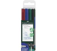 FABER-CASTELL 152604 - Pennarelli Multimark, non permanenti, spessore M, 4 pezzi in astuccio, 1x rosso, blu, verde, nero
