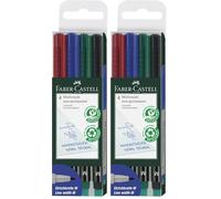 Faber-Castell 152604 - Pennarelli Multimark, non permanenti, spessore M, 4 pezzi in astuccio, 1x rosso, blu, verde, nero (Confezione da 2)