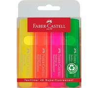 Faber-Castell 154604 - Set di evidenziatori TL 1546, confezione da 4, colori neon, con punta a cuneo a lunga durata, larghezza linea 1 - 5 mm, ricaricabili