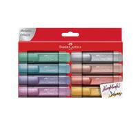Faber-Castell 154689 - Set di evidenziatori TL 46, confezione da 8, colori metallici, con punta a cuneo a lunga durata, larghezza linea 1 - 5 mm