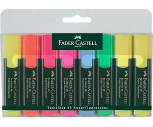 Faber-Castell 154862 - Set di evidenziatori 48, confezione da 8, con punta a cuneo a lunga durata, larghezza linea 1 - 5 mm, ricaricabili