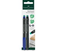 Faber Castell 156295"Multimark" Permanent F Marker - Blue/Black (Pack of 2)