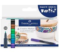 Faber-Castell 160708 - Set di pennarelli creativi, 6 pennarelli permanenti, set di penne della foresta delle fate, per carta, vetro, plastica e molto altro