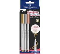 FABER-CASTELL 161108 - Set di pennarelli Goldfaber Creative, 3 pennarelli a punta di feltro in colori metallici, pennarelli impermeabili con spessore del tratto 1,5 mm