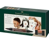 Faber-Castell - India Ink Pap Dual Marker Portrait (5 Pcs) (162009) Toy NUOVO