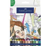 Faber-Castell 164724 - Goldfaber Sketch Marker, confezione da 24 pennarelli ad alcool con punta a pennello e punta fineliner