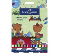 Faber-Castell Goldfaber - Pennarelli da disegno, Bold & Easy, set di 12 pennarelli da colorare, pennarelli a base di alcool, inchiostro ad asciugatura rapida, doppia punta, set artistico, colorazione