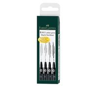 Faber-Castell 167115 - Penna Pitt artist, confezione da 4, contenuto: M, F, S, XS, nero