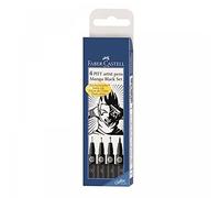Faber-Castell 167132 - Set di penne a inchiostro PITT Manga Black, confezione da 4 pezzi