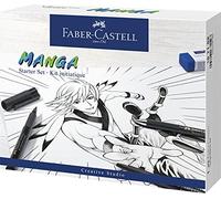 Faber-Castell 167152 Set Pennarelli Manga Starter, Set Fineliner Nero con Pennarelli a Inchiostro e Accessori, per Disegno Manga su una Varietà di Superfici