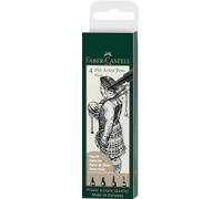 Faber-Castell 167153 - Penna Pitt Artist, colore 199, nero, 1,5, C, B, Fude Medium, set da 4