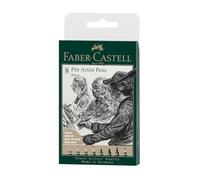 Faber-Castell Art & Graphic Pitt Artist Pen India Ink Pen, Black, Wallet Of 8, F