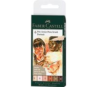 Faber Castell 167167 - Penna a inchiostro PITT artist pen B, miscela di colori per ritratti, 6 pezzi