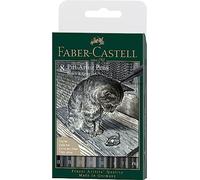 Faber-Castell 167171 - Penna Pitt artist, nero e grigio, B, F, 1,5, FM, confezione da 8 pezzi