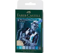 Faber-Castell - India Ink Pitt Artist Pen Blues (8Pcs) (167173) Toy NUOVO