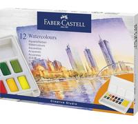 Faber-Castell 169712 - Set di colori ad acquerello, 12 barattoli, inclusa tavolo