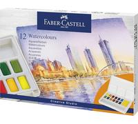 Faber-Castell 169712 - Set di colori ad acquerello, 12 barattoli, inclusa tavolozza e pennello per acquerello, per principianti e artisti per hobby