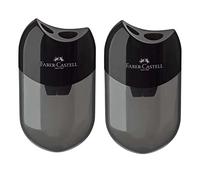 Faber-Castell 183500 Doppio temperamatite, di colore nero/trasparente, in set da 2 pezzi