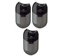 Faber-Castell 183500 Doppio temperamatite, di colore nero/trasparente, in set da 3 pezzi