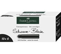 Faber-Castell 185507 - Confezione di 6 cartucce di inchiostro cancellabili per penne stilografiche con sistema di cartucce standard, inchiostro di qualità Made in Germany, 6 x 10 pezzi, colore: Nero