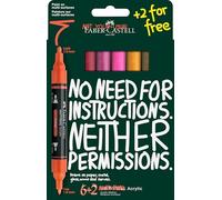 Faber-Castell 186019 - Set di pennarelli acrilici Multimark, 8 pennarelli acrilici a doppia punta, impermeabili e ad asciugatura rapida