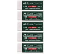Faber-Castell 188121 - Gomma 7081 N senza PVC, Gommini per Matite, Plastica (5 Gomme, Bianco)