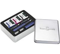 Faber-Castell 201507 - Set calligrafia Grip 2011, stilografica con tre diverse intensità di pennino, 6 cartucce ciascuna nero, rosa e blu reale