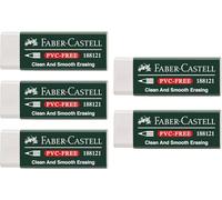 Faber-Castell Gomma per cancellare 188121 – senza PVC, in plastica, bianca, 5 pezzi