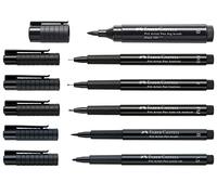 FABER-CASTELL 205012 - Set di punte nere con sei pennarelli a inchiostro Pitt Artist, diverse punte e larghezze di tratto:
