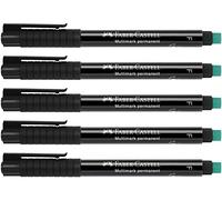 FABER-CASTELL 205018 - Pennarello Multimark F 151399, indelebile, nero, 5 pezzi