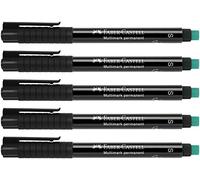 FABER-CASTELL 205020 - Pennarello Multimark S 152399, permanente, nero, 5 pezzi