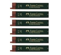 FABER-CASTELL 205027 - Set di mine sottili Super Polymer, 6 pezzi con 12 mine ciascuno, 0,5 mm, grado di durezza 2B