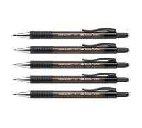 Faber-Castell 205204 - Matita meccanica Grip Matic nera, 5 pezzi, durezza B, mina 0,5 mm, gomma inclusa