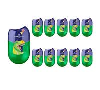 Faber-Castell 205247 - Temperino doppio Dino, 10 temperini con contenitore per matite spesse e sottili