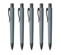 Faber-Castell 205257 - Penna a sfera Poly Ball Urban Grey, 5 pezzi, con refill XB sostituibile, a prova di documento