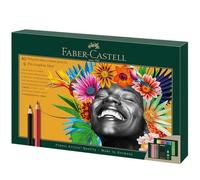 Faber-Castell 210054 - Set da disegno 50 pezzi con matite colorate Polychromos e matite Pitt Graphite Matt, incl. temperino e gomma